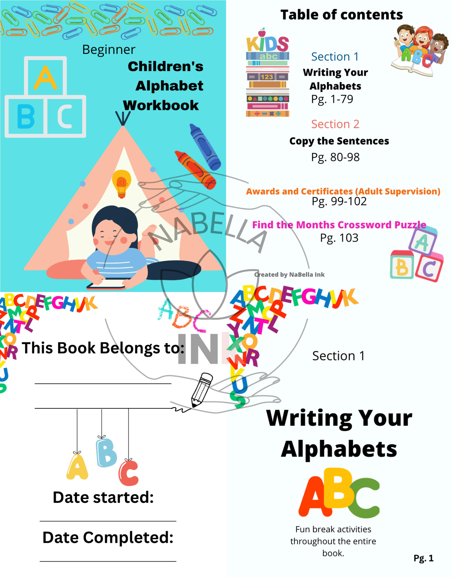 My First 100 Paged ABC Binder: Print-Ready Alphabet Tracing & Activity Sheets
